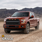 2009-2014 Ford F-150 Raptor Style Front Grille w/ Amber LED Lights — Black — installed