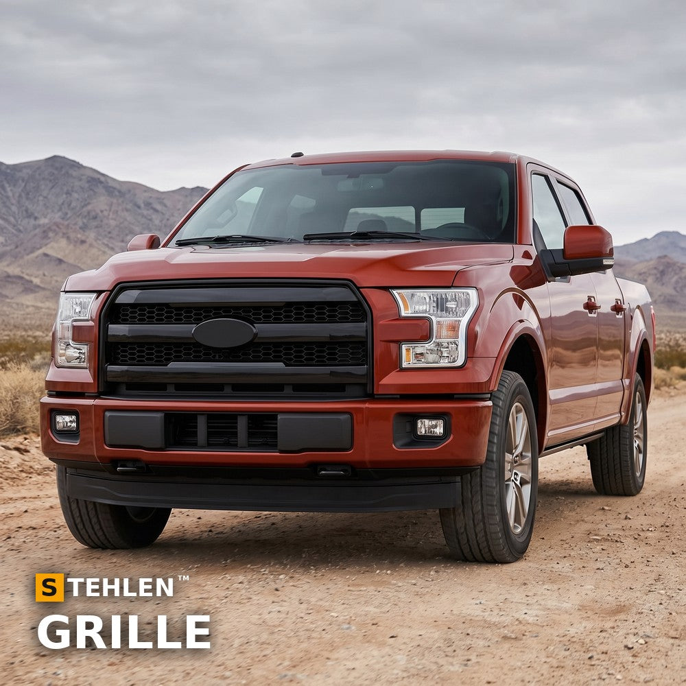 2015-2017 Ford F-150 OEM Style Honeycomb Mesh Front Grille — Black — installed