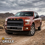2015-2017 Ford F-150 Raptor Style Front Grille w/ Amber LED Lights — Matte Black — installed