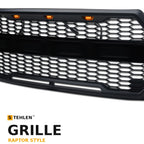 2015-2017 Ford F-150 Raptor Style Front Grille w/ Amber LED Lights — Matte Black