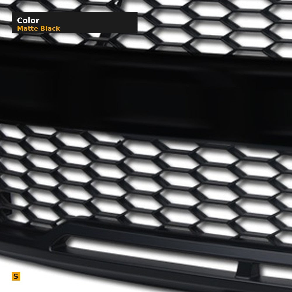 2015-2017 Ford F-150 Raptor Style Front Grille w/ Amber LED Lights — Matte Black — detail