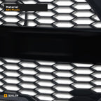 2015-2017 Ford F-150 Raptor Style Front Grille w/ Amber LED Lights — Matte Black — detail