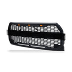 2015-2017 Ford F-150 Raptor Style Front Grille w/ Amber LED Lights — Matte Black — product view