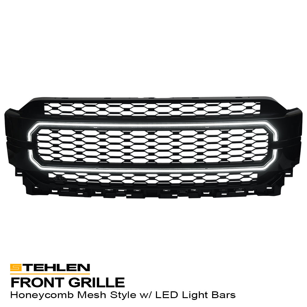 2021-2023 Ford F150 Badgeless Front Grille w/ LED Light Bar - Black
