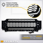 2021-2023 Ford F150 Badgeless Front Grille w/ LED Light Bar - Black