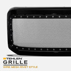 2005-2007 Ford F250 F350 Black Mesh Grille w/ Chrome Rivets