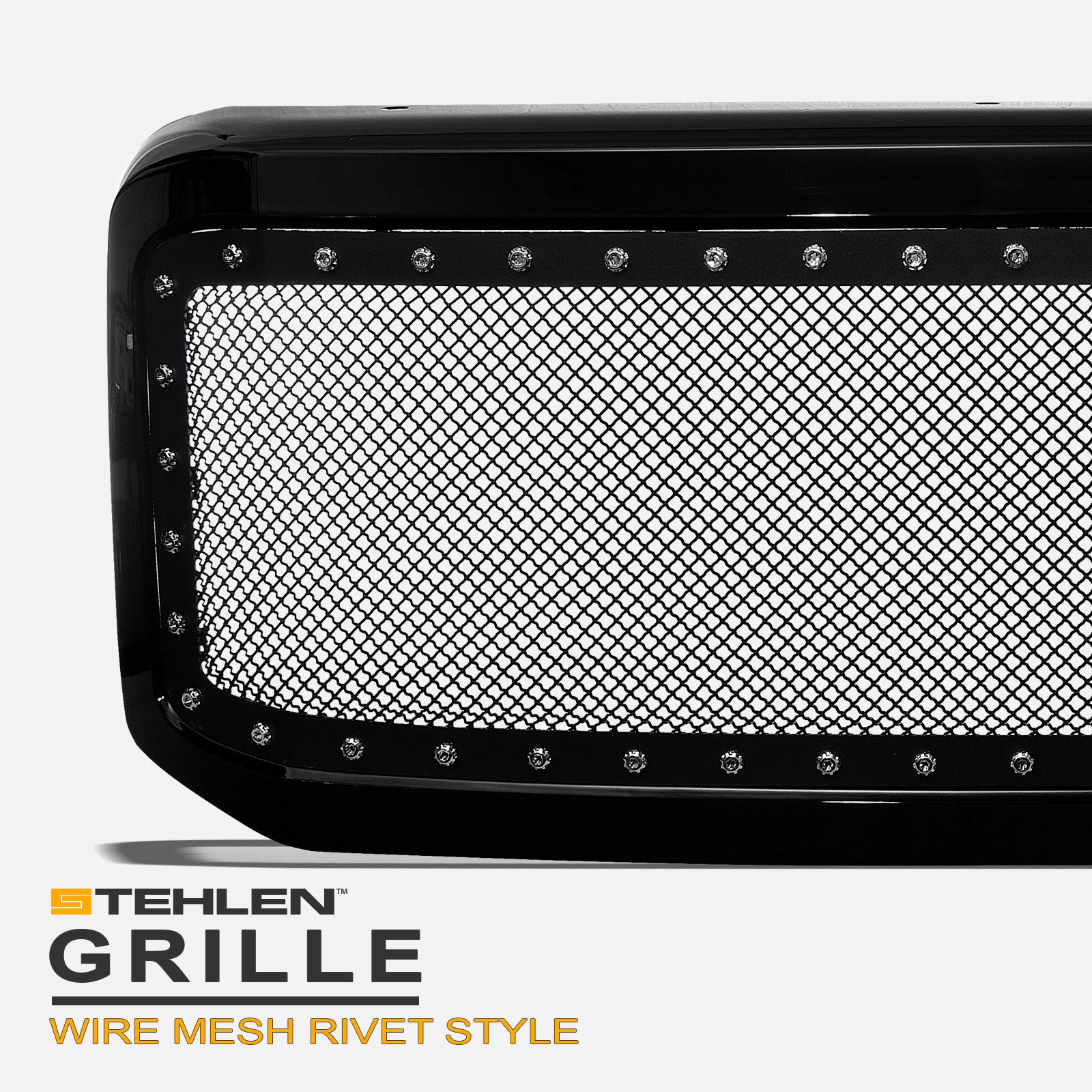 2005-2007 Ford F250 F350 Black Mesh Grille w/ Chrome Rivets