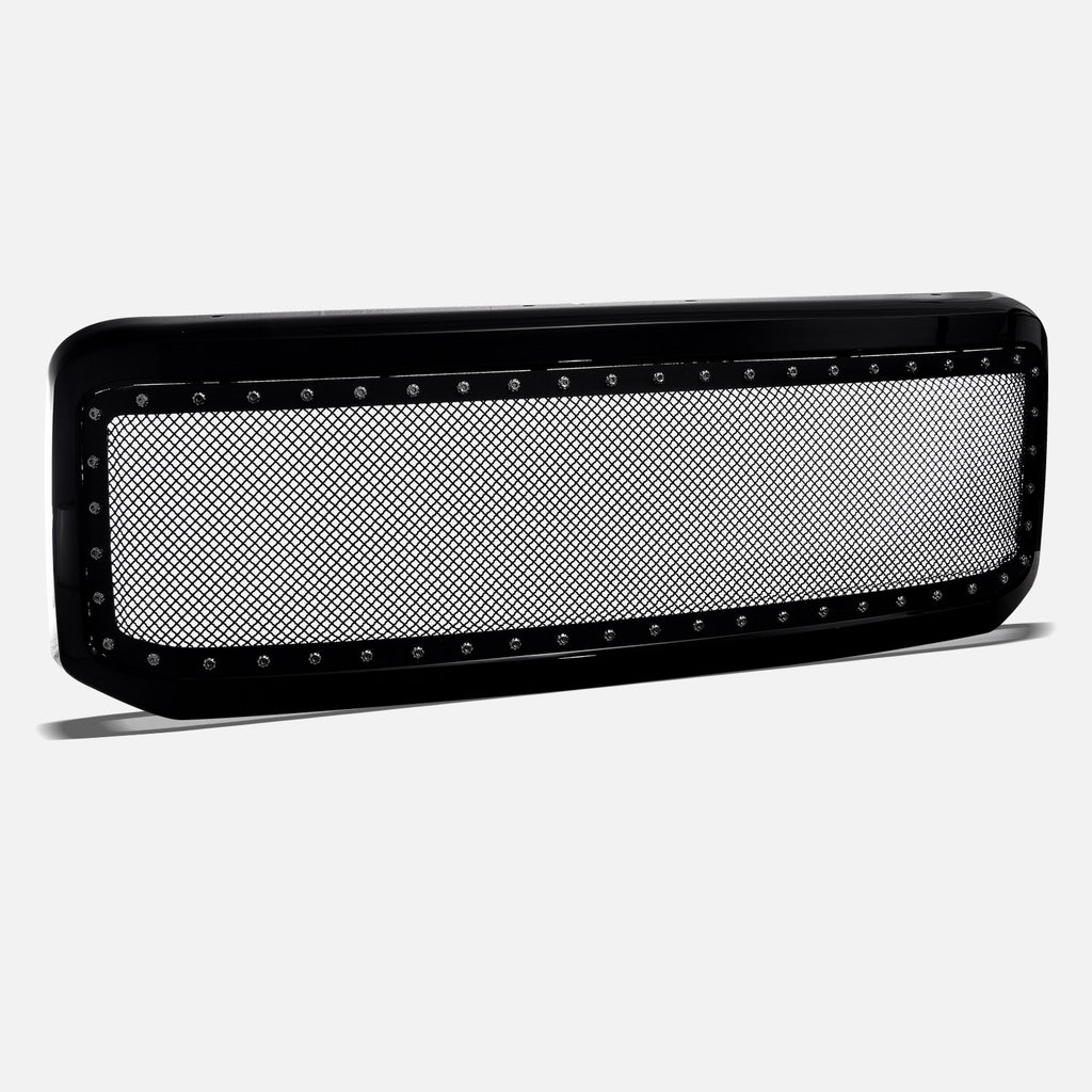 2005-2007 Ford F250 F350 Black Mesh Grille w/ Chrome Rivets