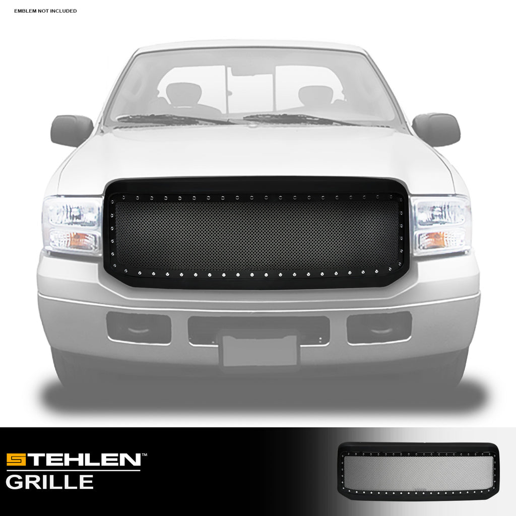 05-07 Ford F250 F350 F450 Studded Mesh Rivet Grille Matte Black