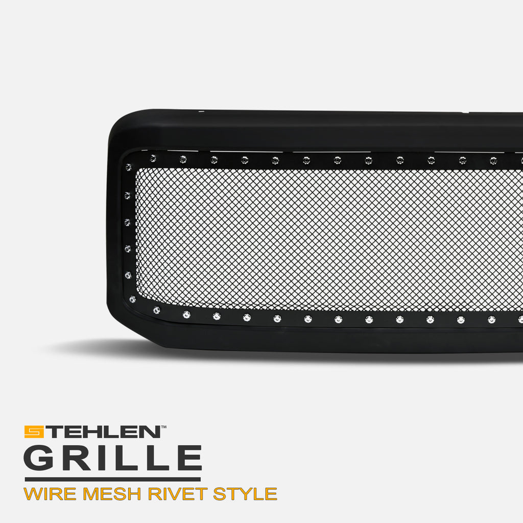 05-07 Ford F250 F350 F450 Studded Mesh Rivet Grille Matte Black