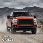 2011-2016 Ford F-250/F-350 Super Duty Studded Mesh Rivet Style Front Grille — Black — installed