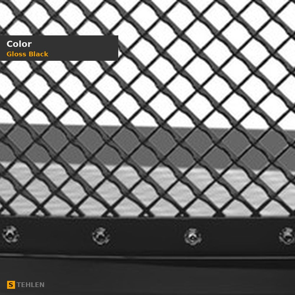 2011-2016 Ford F-250/F-350 Super Duty Studded Mesh Rivet Style Front Grille — Black — detail