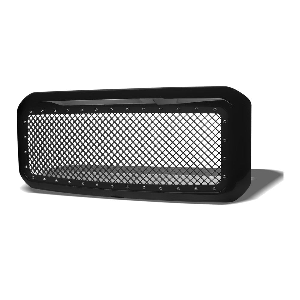2011-2016 Ford F-250/F-350 Super Duty Studded Mesh Rivet Style Front Grille — Black — product view