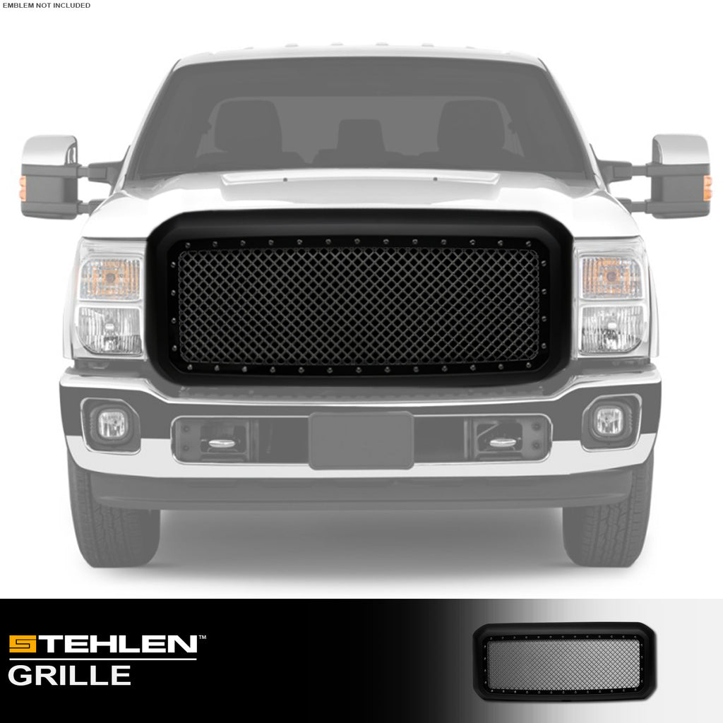 2011-2016 Ford Super Duty Studded Mesh Rivet Grille Matte Black