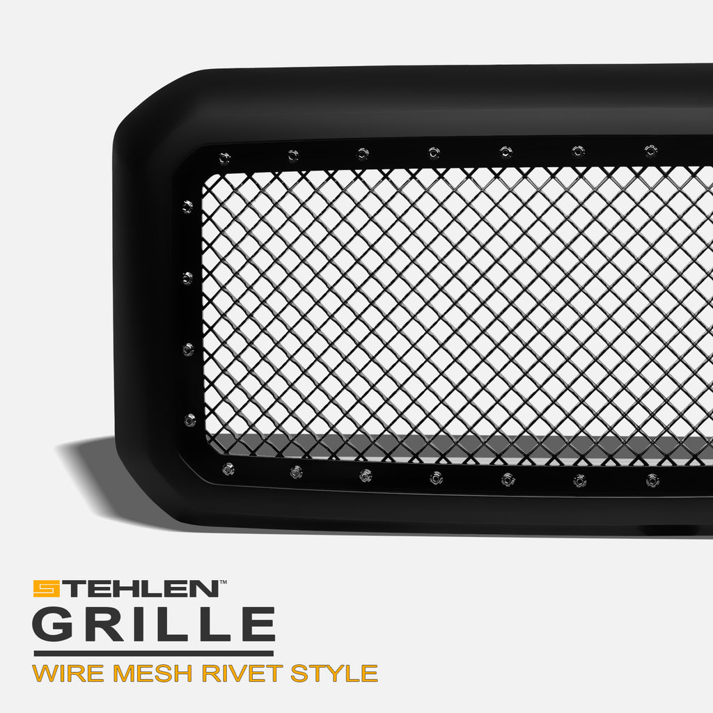2011-2016 Ford Super Duty Studded Mesh Rivet Grille Matte Black