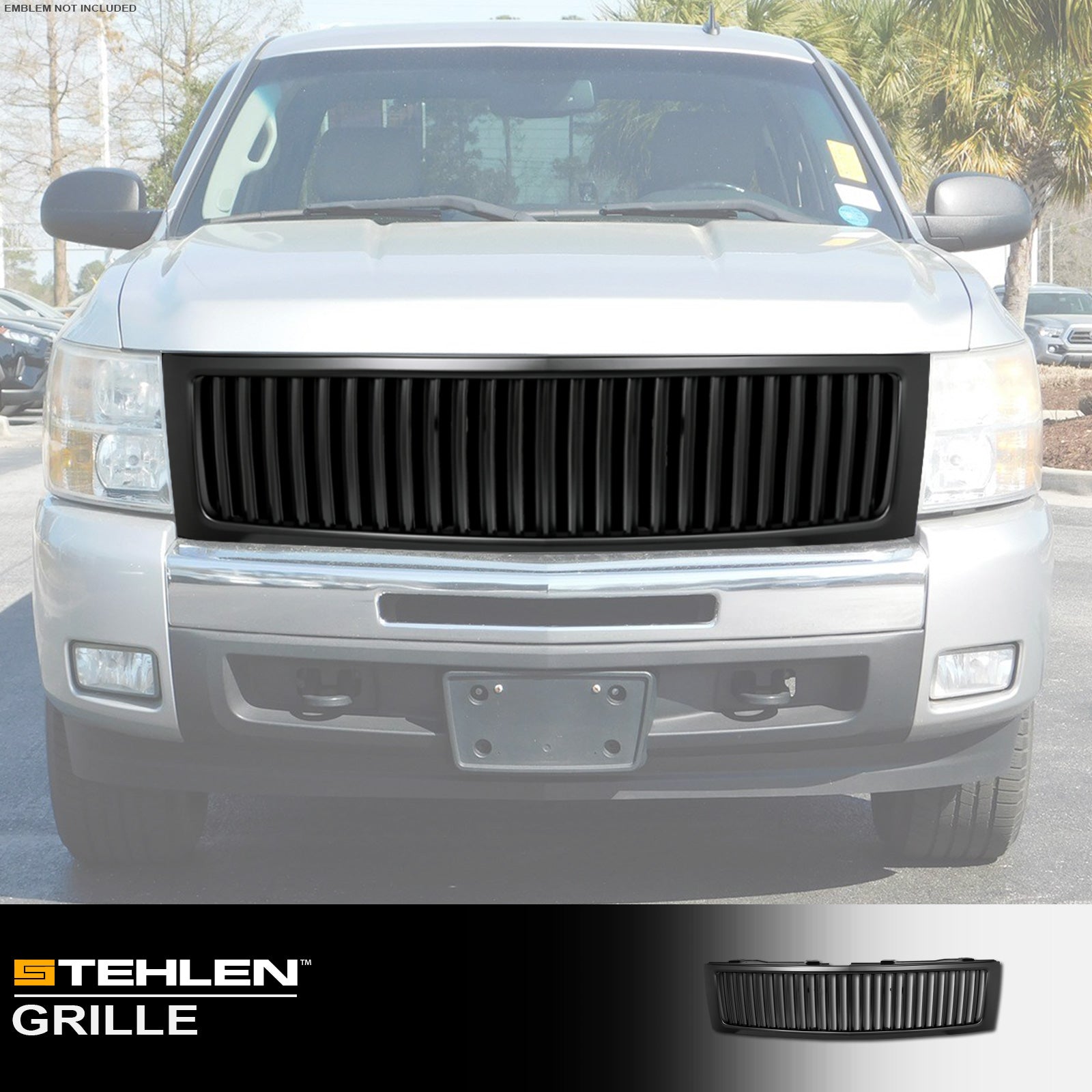 2007-2013 Chevrolet Silverado 1500 Vertical Style Front Grille - Matte Black