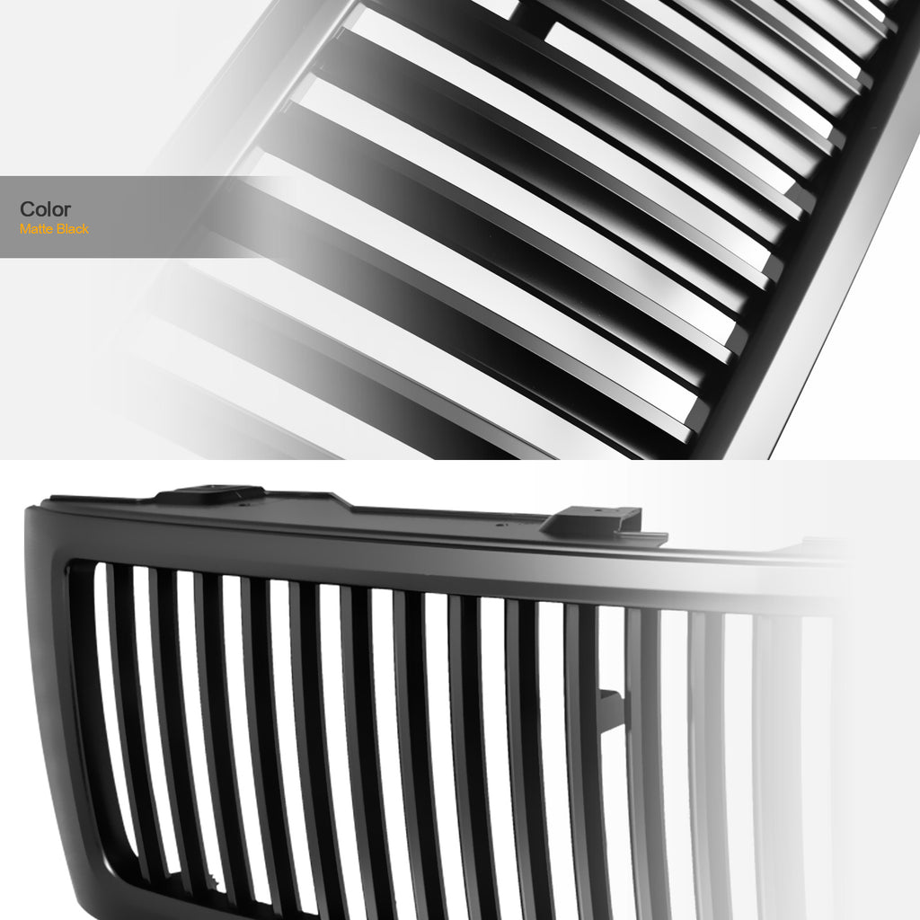 2007-2013 Chevrolet Silverado 1500 Vertical Style Front Grille - Matte Black