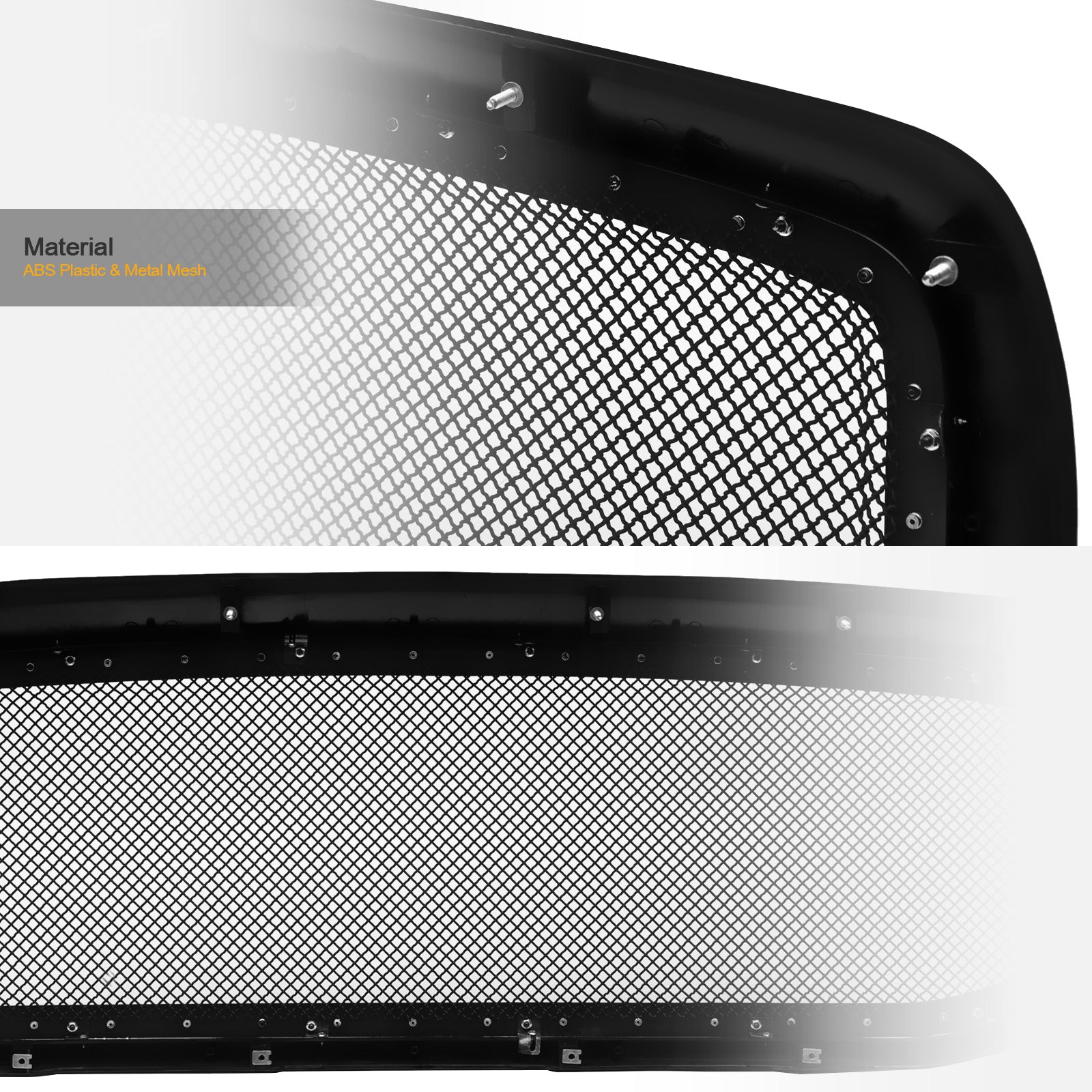 2002-2005 Dodge Ram Rivet Style Mesh Front Grille - Black ABS