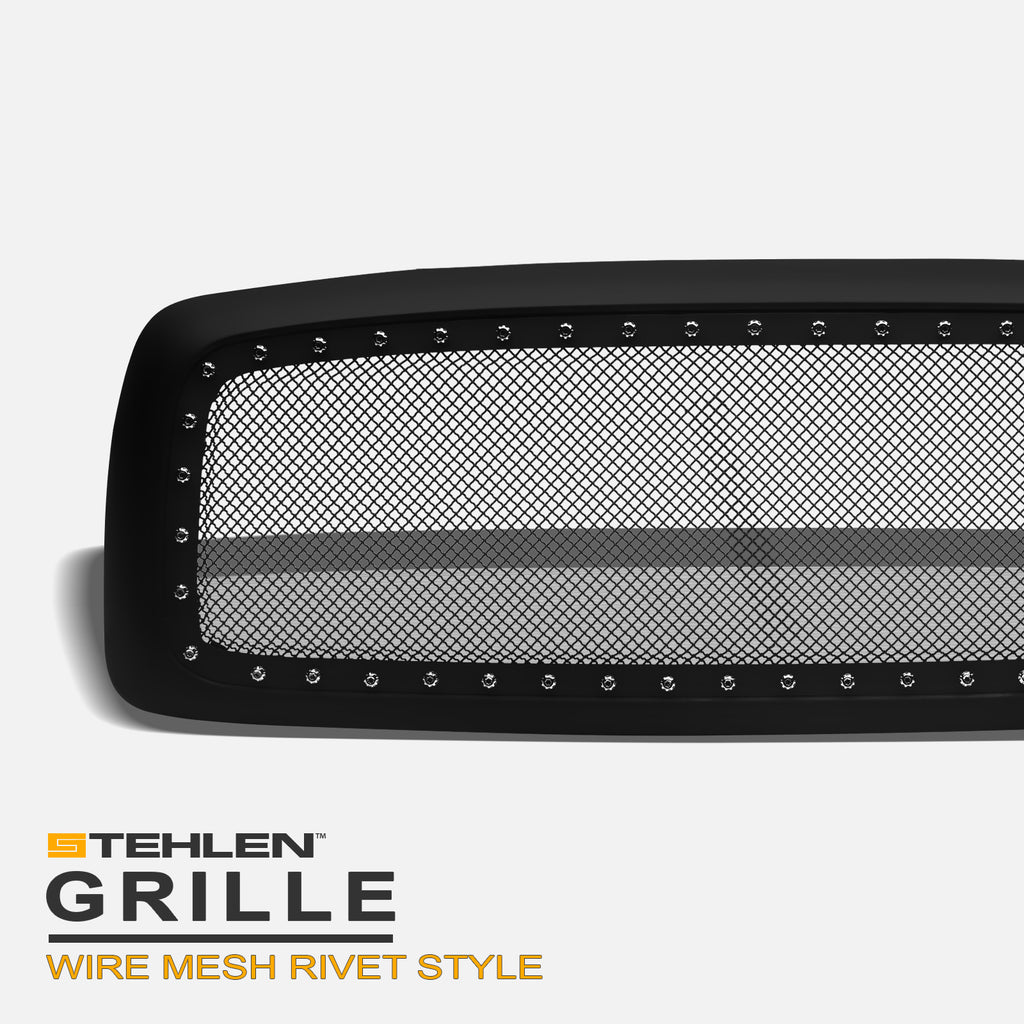 2002-2005 Dodge Ram 1500 2500 3500 Rivet Mesh Grille Matte Black