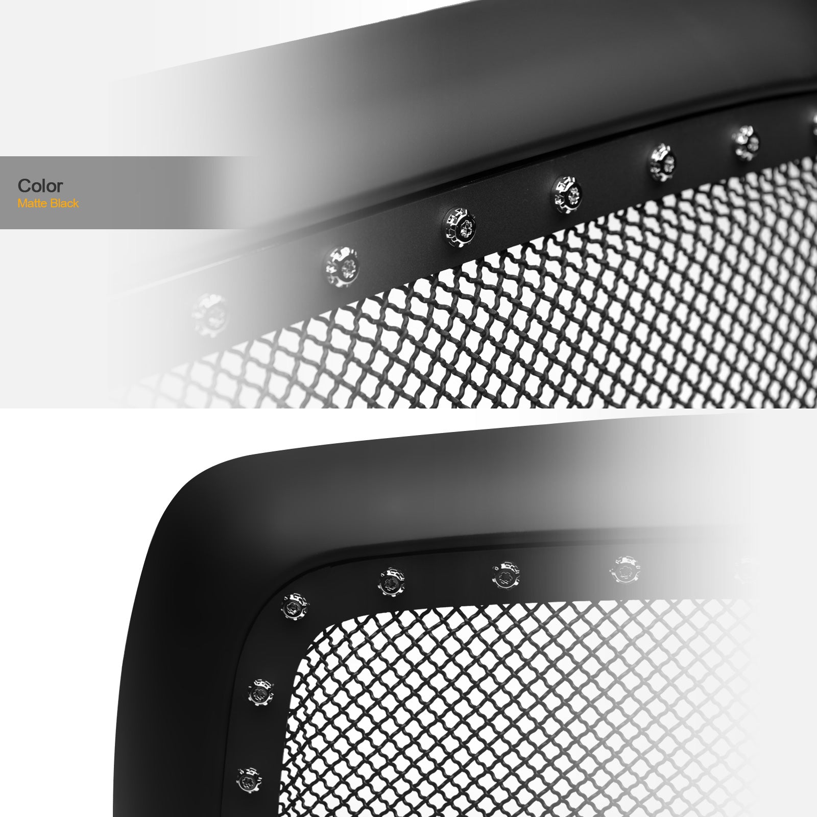 2002-2005 Dodge Ram 1500 2500 3500 Rivet Mesh Grille Matte Black