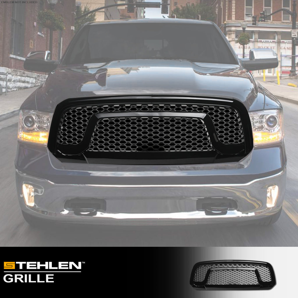 2013-2024 Dodge Ram 1500 Honeycomb Rebel Style Front Grille - Black
