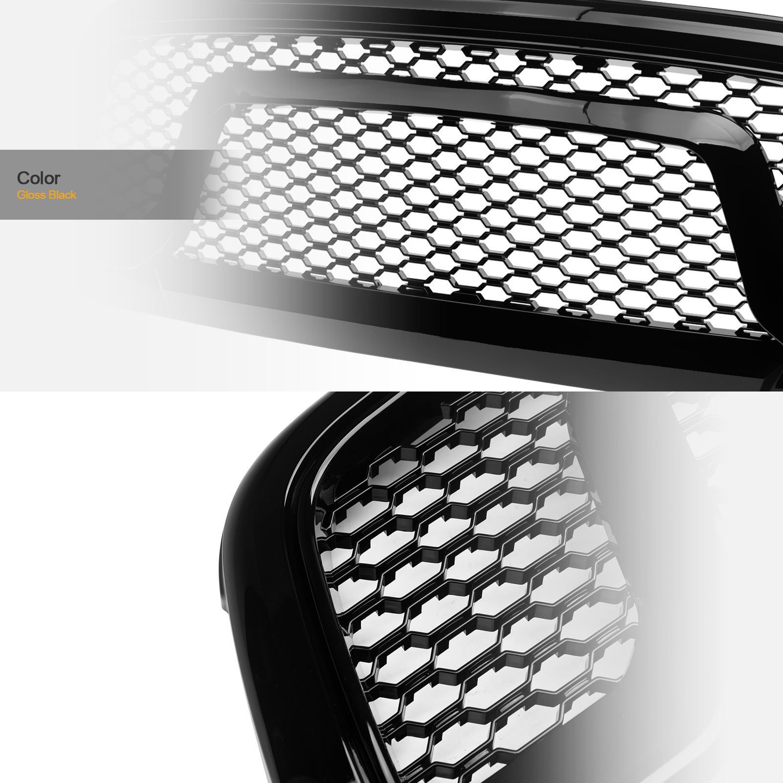 2013-2024 Dodge Ram 1500 Honeycomb Rebel Style Front Grille - Black
