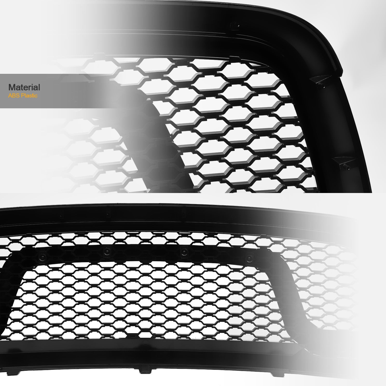2013-2024 Dodge Ram 1500 Honeycomb Rebel Style Front Grille - Black