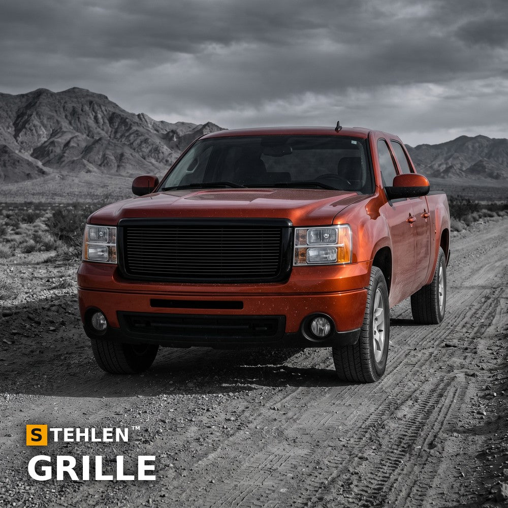 2007-2013 GMC Sierra 1500 Horizontal Front Grille — Black — installed