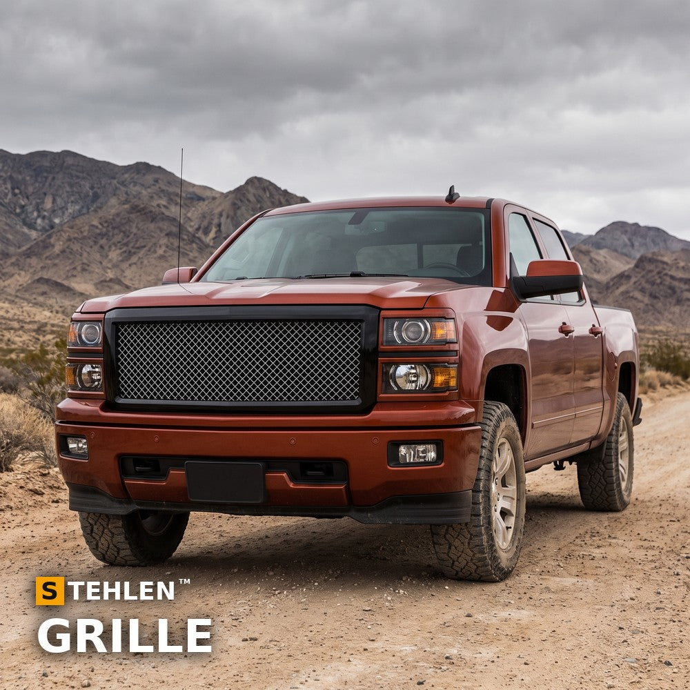 2014-2015 Chevrolet Silverado 1500 Horizontal Front Grille — Black — installed