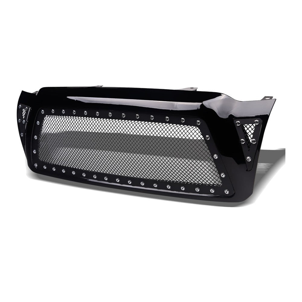 2005-2011 Toyota Tacoma Studded Mesh Rivet Style Front Grille — Black — product view
