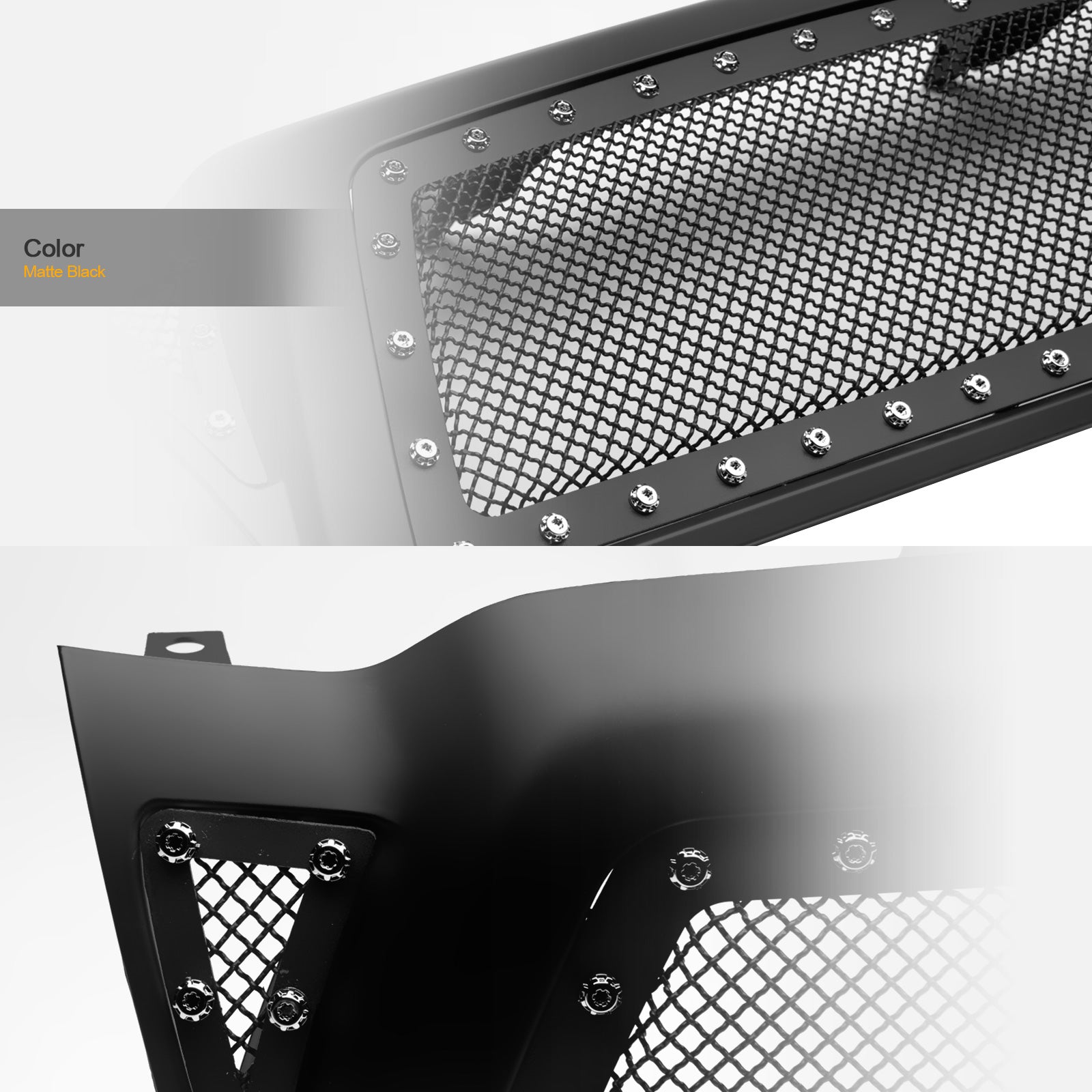 2005-2011 Toyota Tacoma Studded Mesh Rivet Style Front Grille - Matte Black