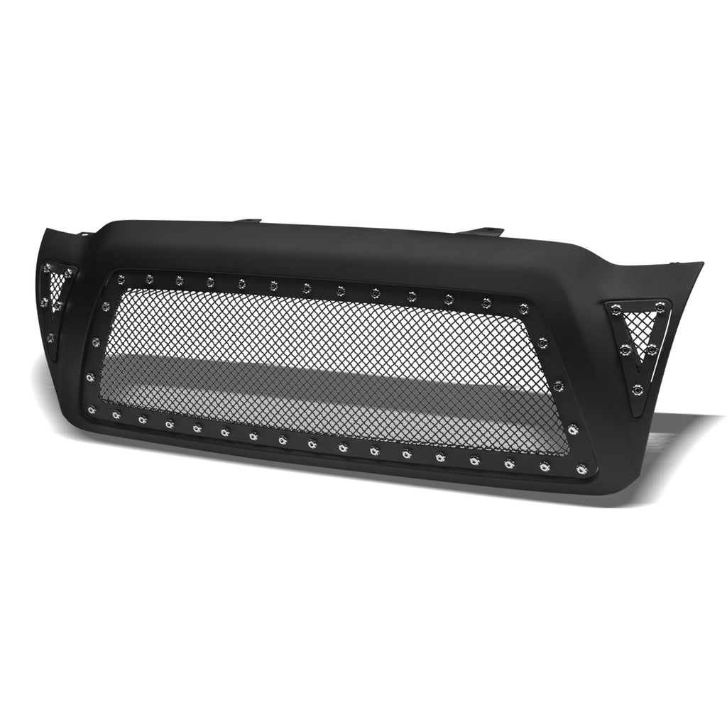 2005-2011 Toyota Tacoma Studded Mesh Rivet Style Front Grille - Matte Black