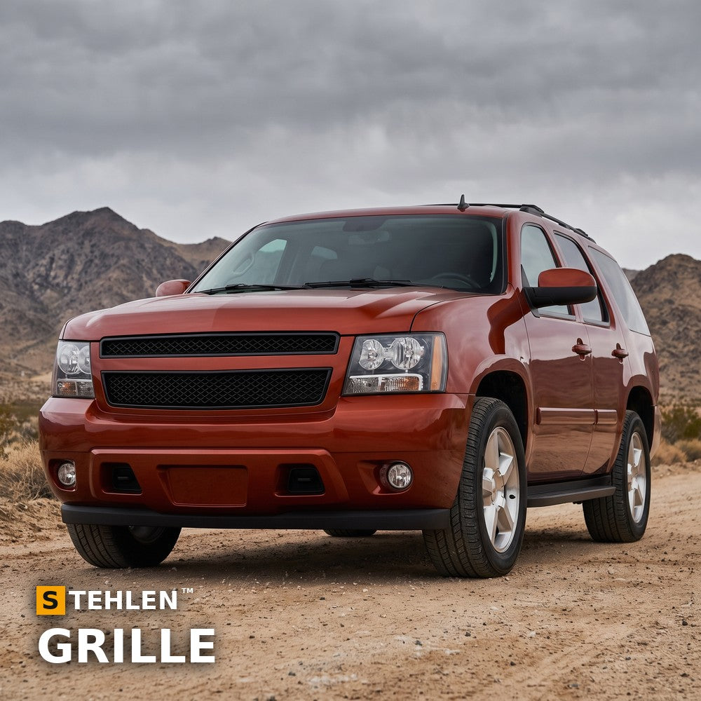 2007-2014 Chevrolet Tahoe/Suburban & Avalanche 2-Piece Bentley Style Mesh Grille — Black — installed
