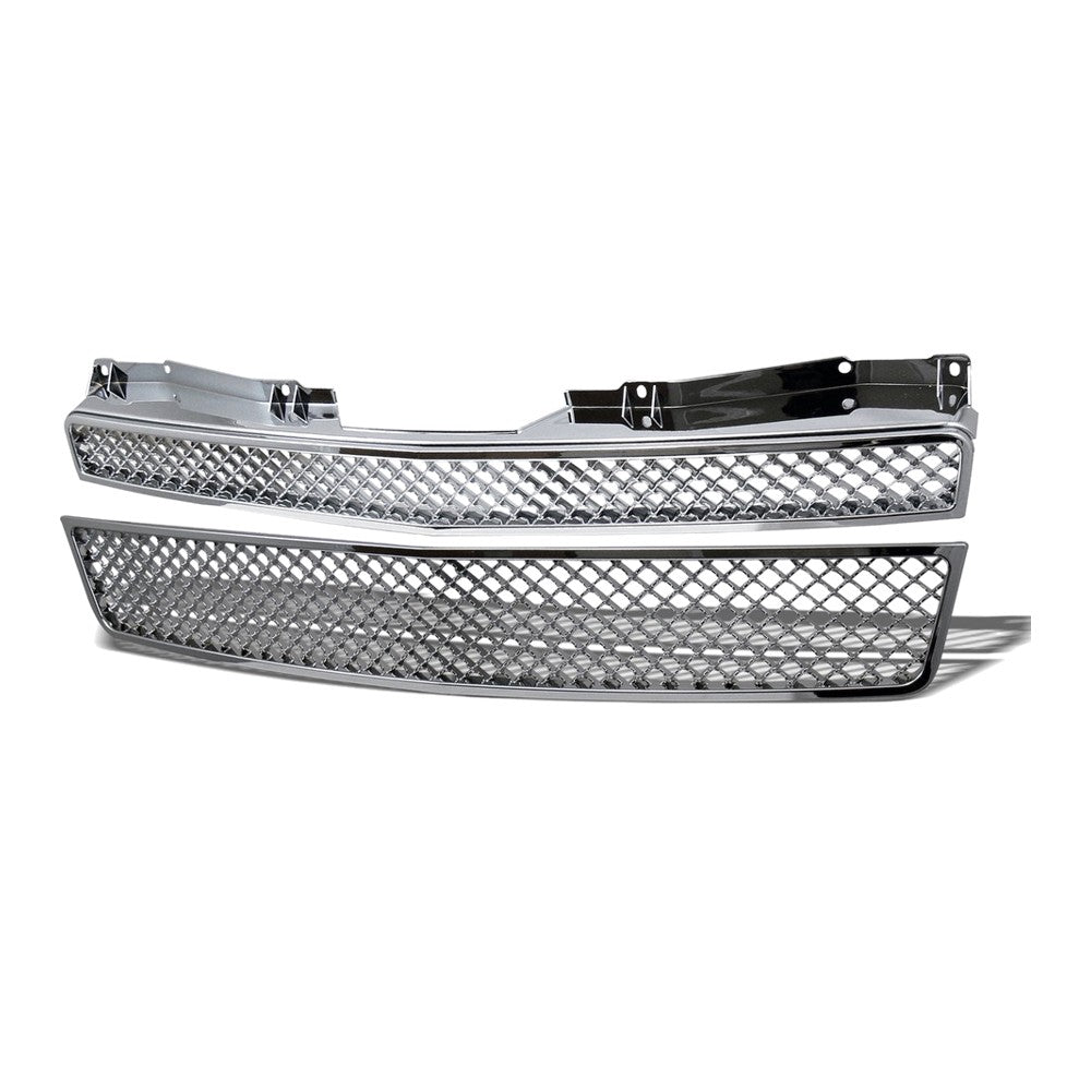 2007-2014 Chevrolet Tahoe/Suburban & Avalanche 2-Piece Bentley Style Mesh Grille — Chrome — product view