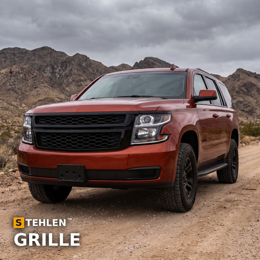 2015-2020 Chevrolet Tahoe & Suburban Badgeless ABS Front Grille — Glossy Black — installed