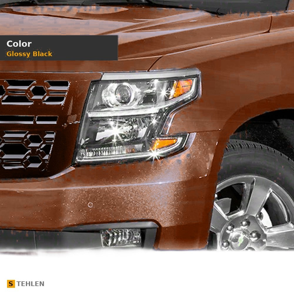 2015-2020 Chevrolet Tahoe & Suburban Badgeless ABS Front Grille — Glossy Black — detail