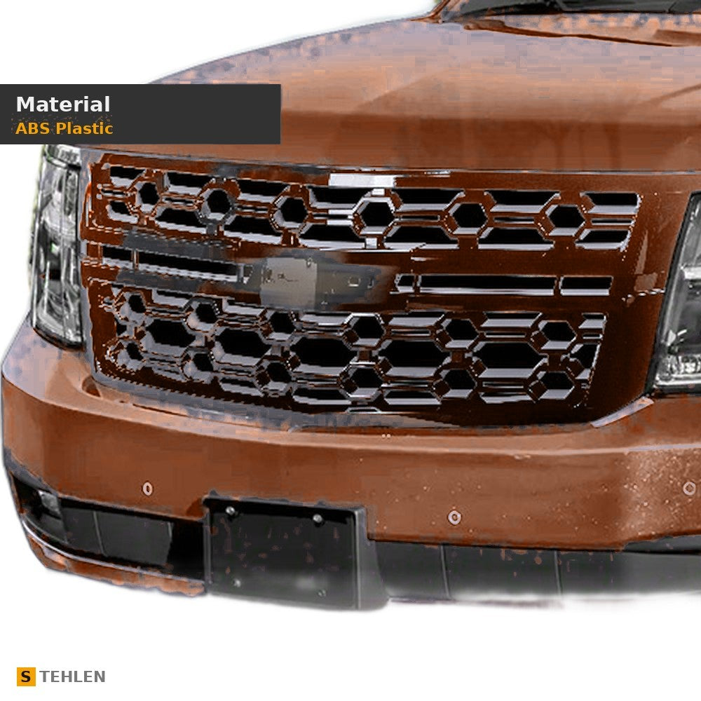 2015-2020 Chevrolet Tahoe & Suburban Badgeless ABS Front Grille — Glossy Black — detail
