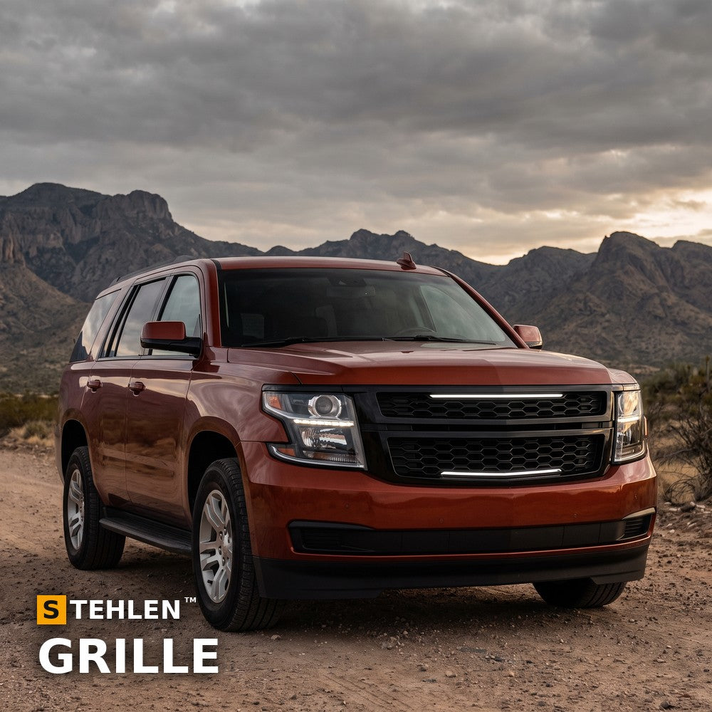 2015-2020 Chevrolet Tahoe & Suburban Badgeless Front Grille w/ Sequential LED Light Bar — Glossy Black — installed