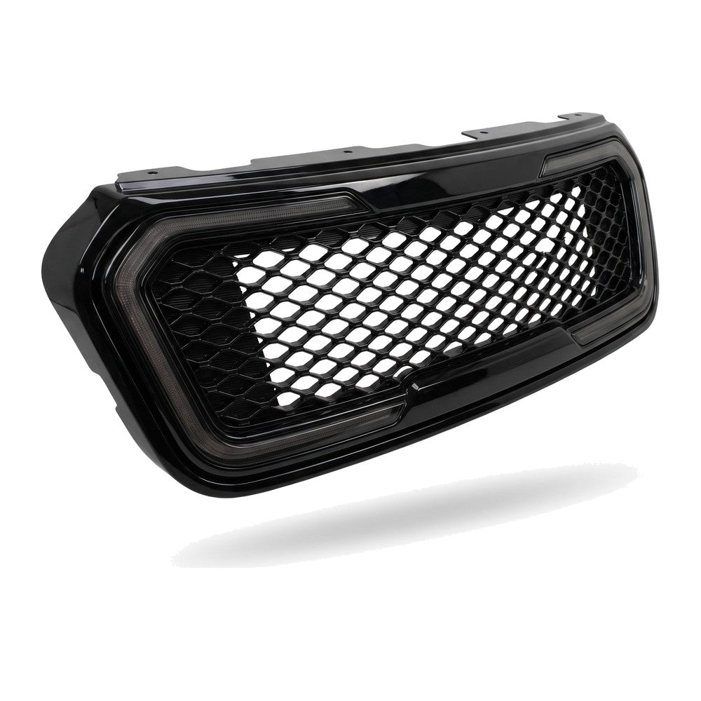 2015-2020 Chevrolet Tahoe & Suburban Badgeless Front Grille w/ Sequential LED Light Bar — Glossy Black — product view