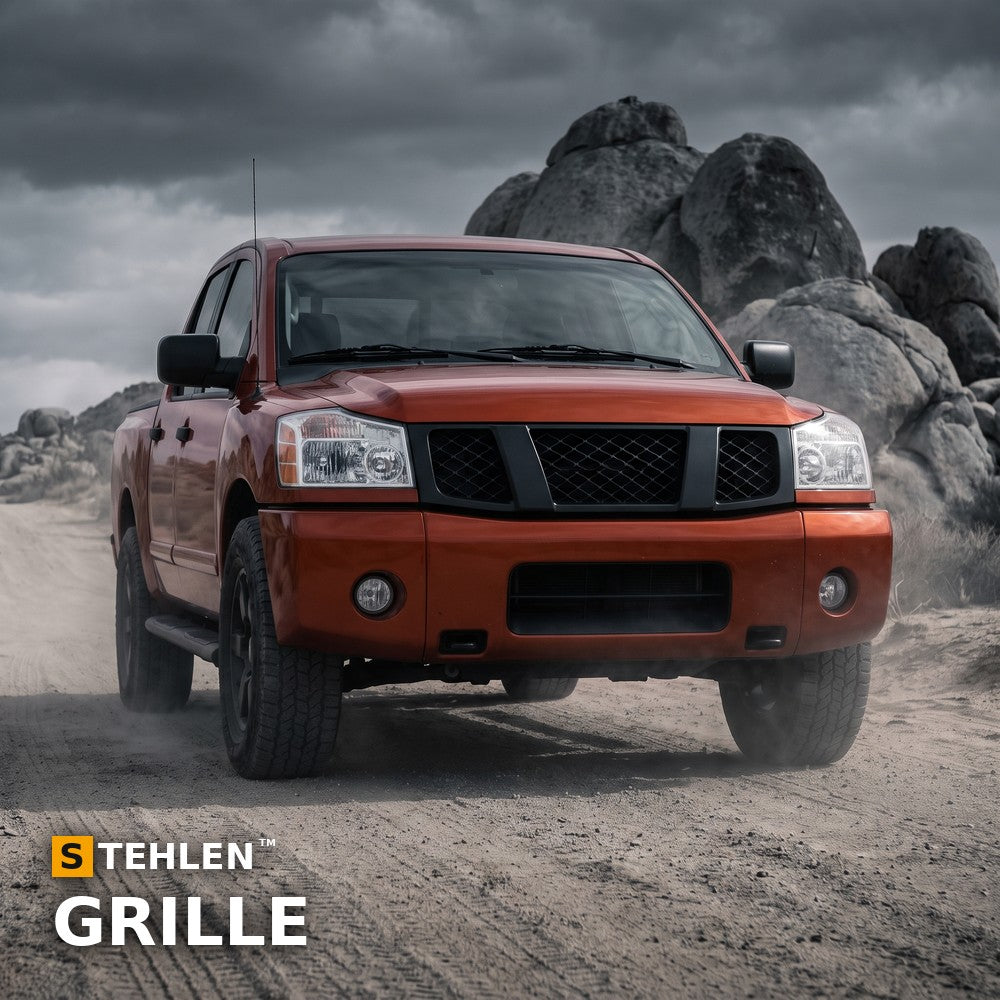 2004-2007 Nissan Titan & 2005-2007 Armada Mesh Style ABS Front Grille — Matte Black — installed