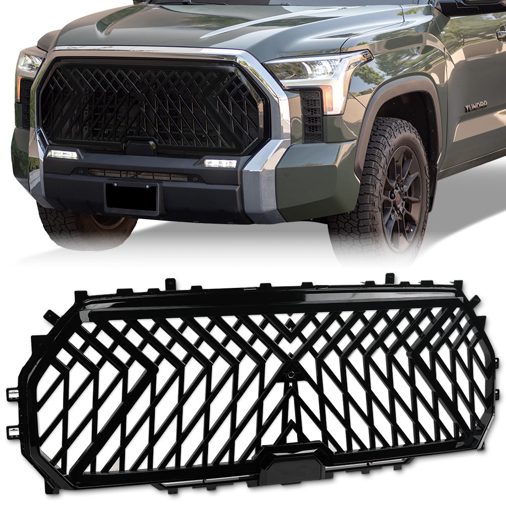 2022-2024 Toyota Tundra Lex Style ABS Front Grille - Glossy Black