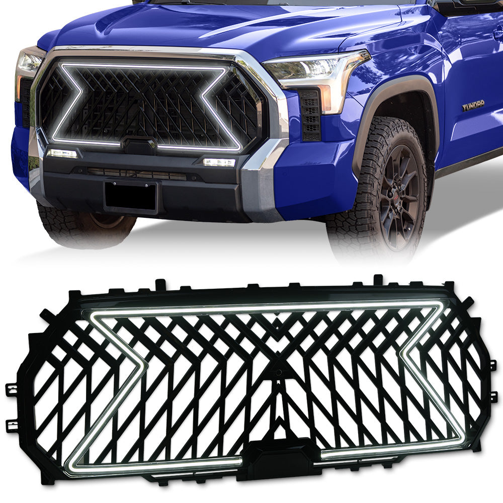 2022-2024 Toyota Tundra LED Front Grille Lex Style - Glossy Black