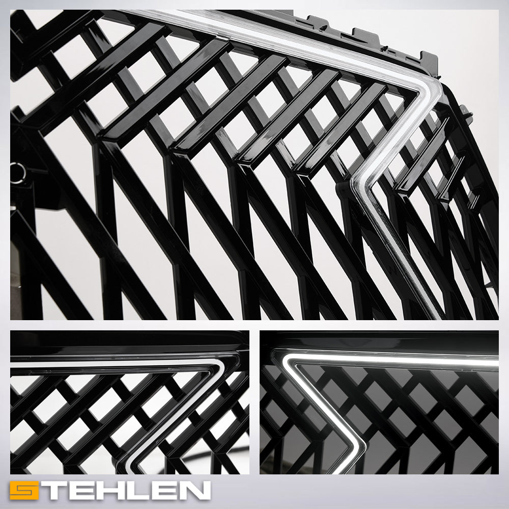 2022-2024 Toyota Tundra LED Front Grille Lex Style - Glossy Black