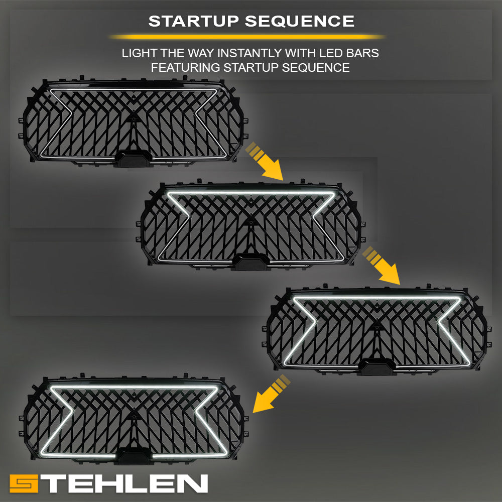 2022-2024 Toyota Tundra LED Front Grille Lex Style - Glossy Black