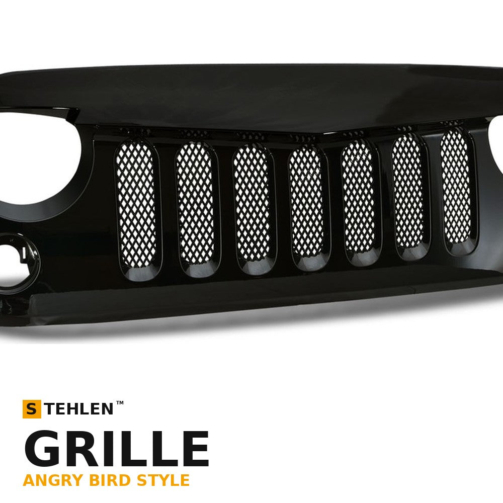 2007-2016 Jeep Wrangler JK Angry Bird Style Front Grille — Black