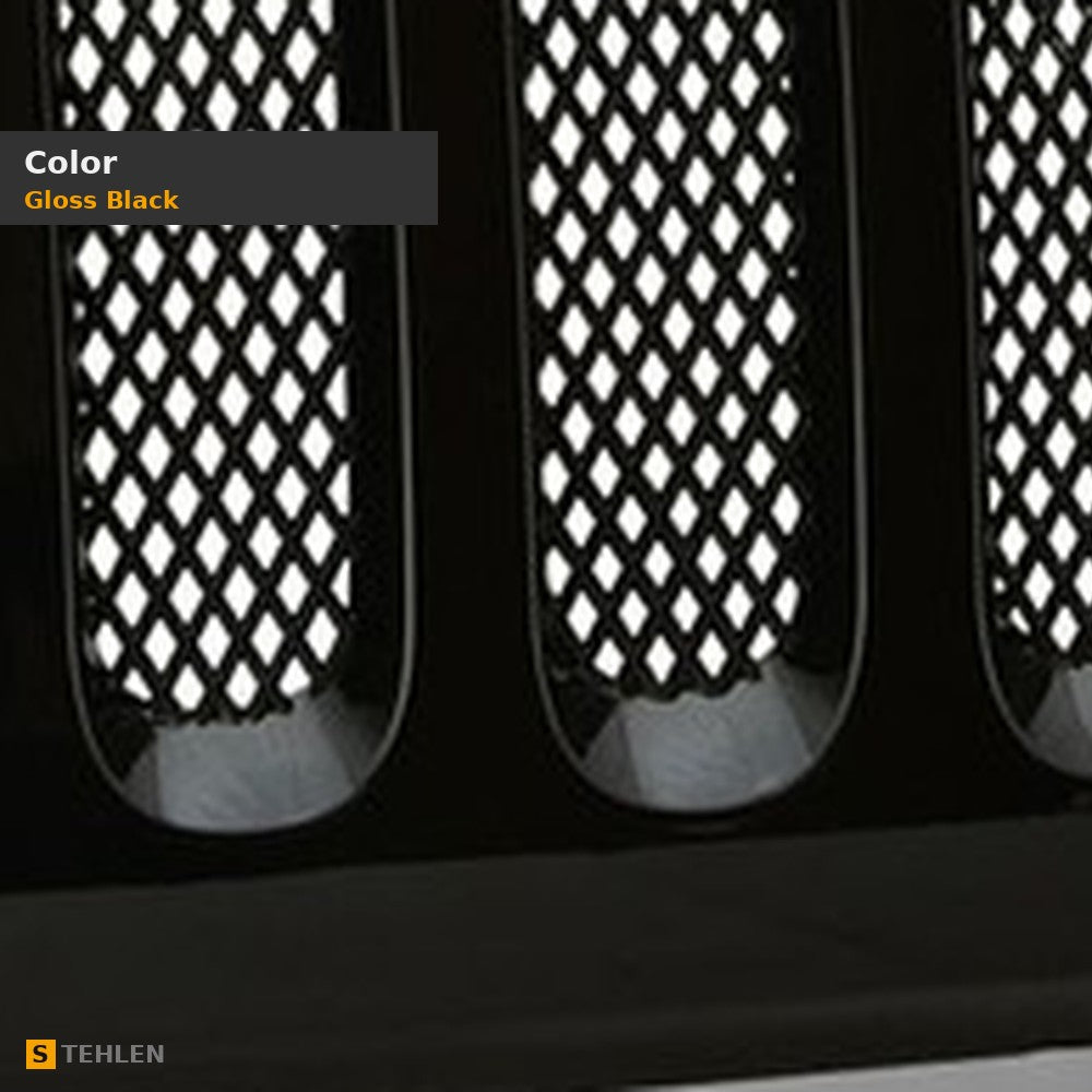 2007-2016 Jeep Wrangler JK Angry Bird Style Front Grille — Black — detail