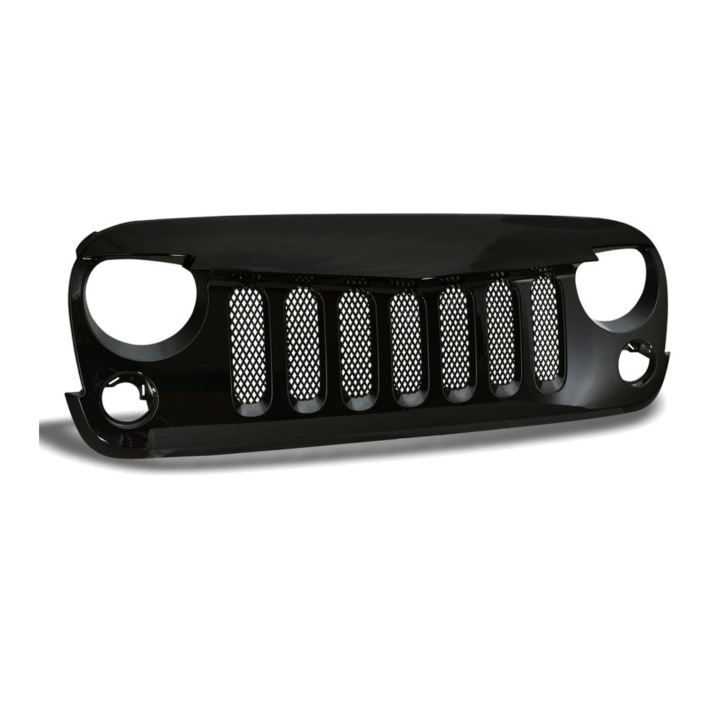2007-2016 Jeep Wrangler JK Angry Bird Style Front Grille — Black — product view