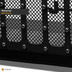 2007-2016 Jeep Wrangler JK Studded Wire Mesh Front Grille w/ Chrome Rivets — Black — detail