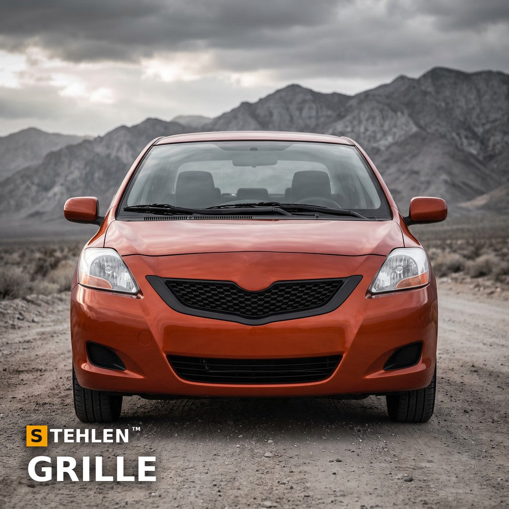 2007-2009 Toyota Yaris Sedan OE Style Front Grille — Matte Black — installed