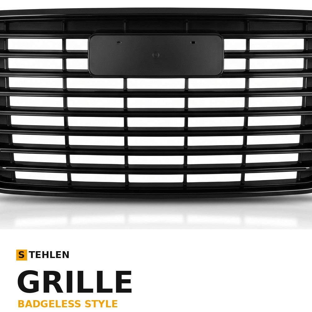 2021-2024 GMC Yukon & Yukon XL Badgeless ABS Front Grille — Glossy Black